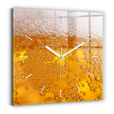 Horloge murale carrée Bière avec mousse
