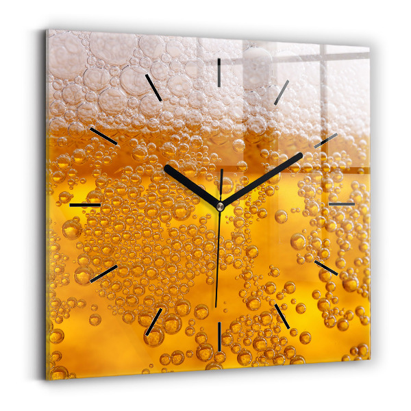 Horloge murale carrée Bière avec mousse