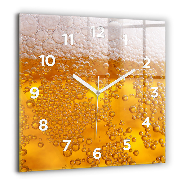 Horloge murale carrée Bière avec mousse