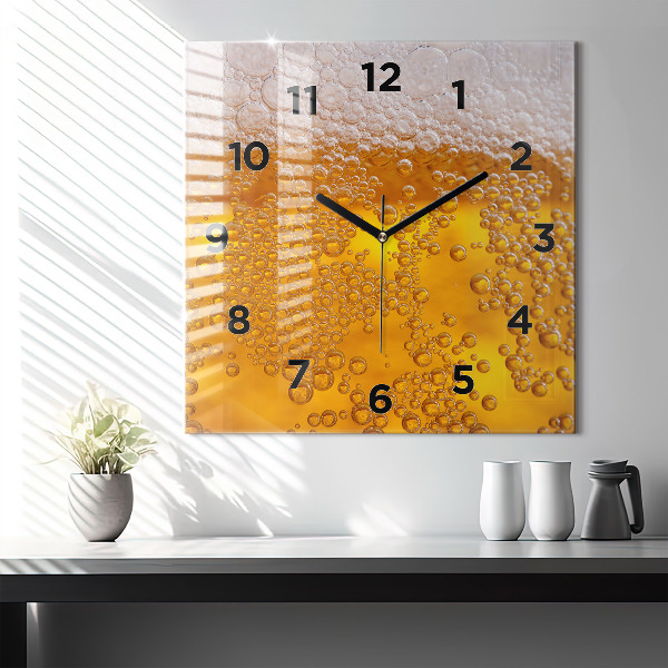 Horloge murale carrée Bière avec mousse