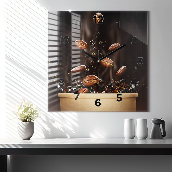 Horloge murale carrée Café chaud