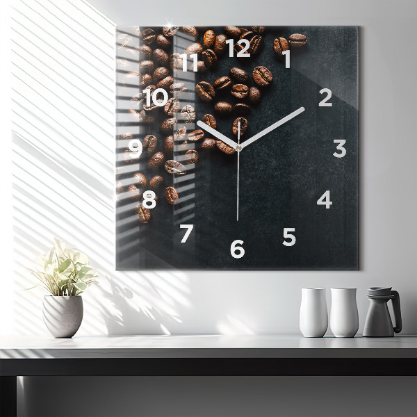 Horloge murale carrée Café en grains