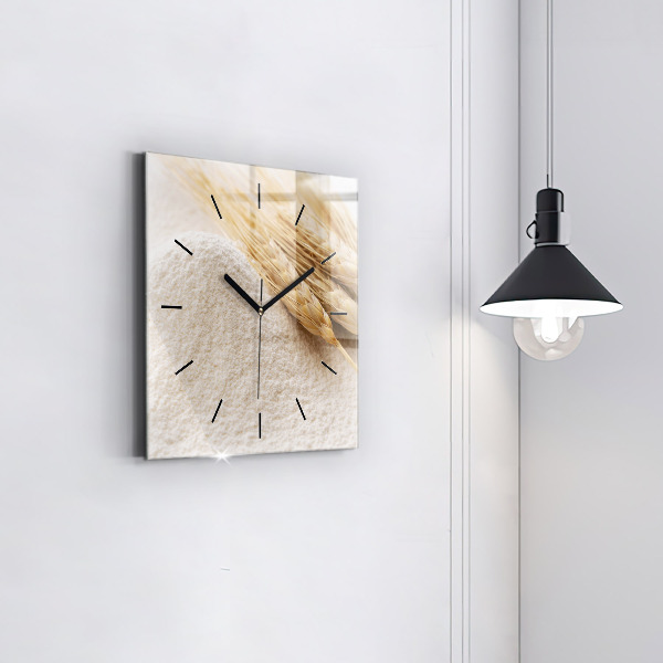Horloge murale carrée Farine et épis de céréales