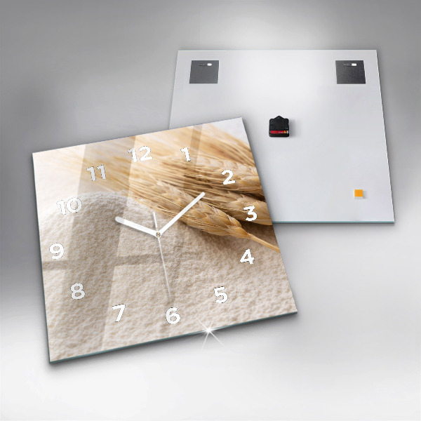 Horloge murale carrée Farine et épis de céréales