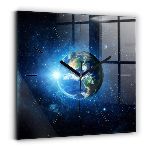 Horloge murale carrée Terre et Galaxie – NASA
