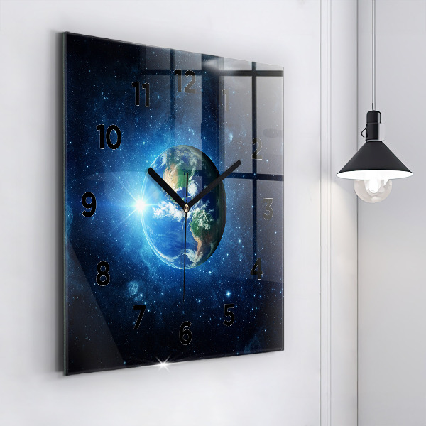 Horloge murale carrée Terre et Galaxie – NASA