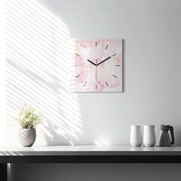 Horloge carrée en verre 'Pétales d''aquarelle'