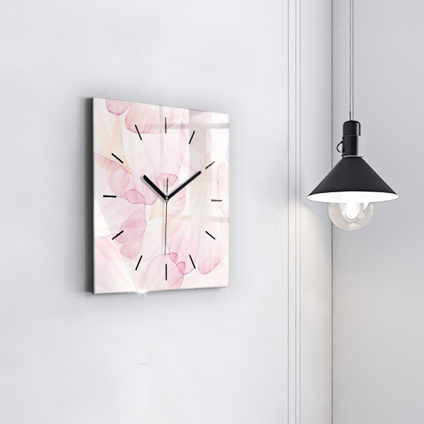 Horloge carrée en verre 'Pétales d''aquarelle'