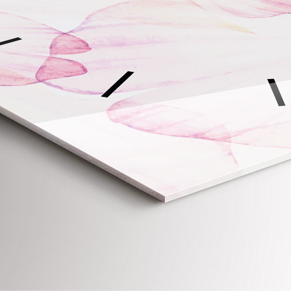 Horloge carrée en verre 'Pétales d''aquarelle'