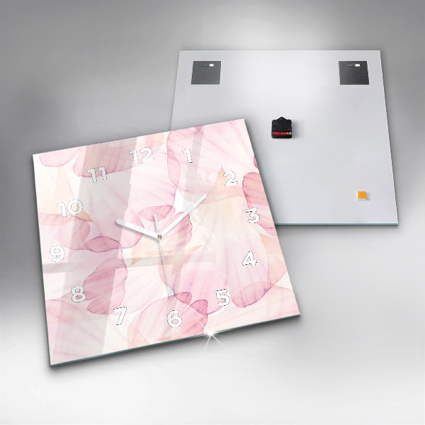 Horloge carrée en verre 'Pétales d''aquarelle'