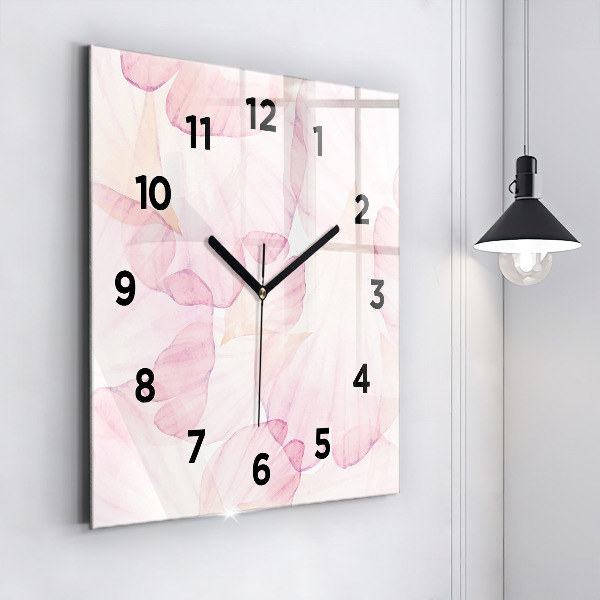 Horloge carrée en verre 'Pétales d''aquarelle'