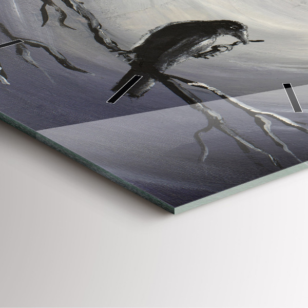 Horloge murale carrée Corbeau au clair de lune