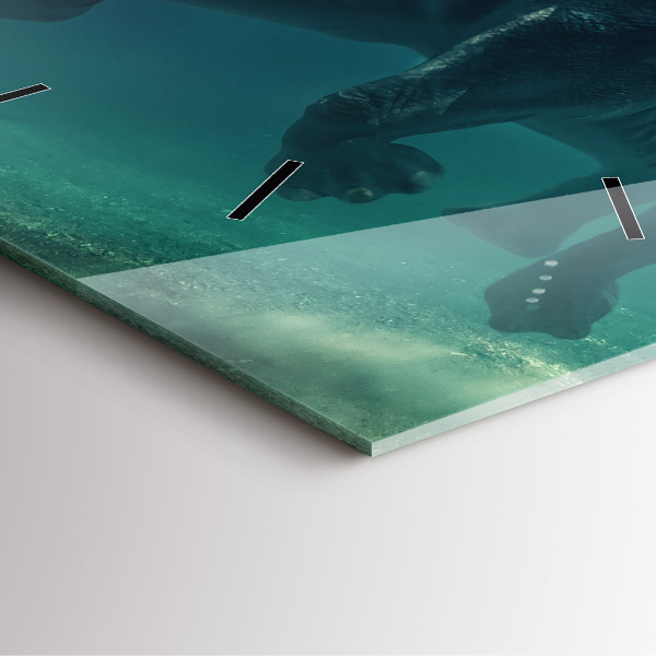 Pendule carrée en verre 'Éléphant nageant dans l''océan'