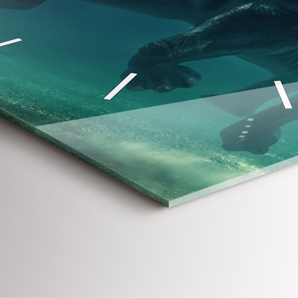 Pendule carrée en verre 'Éléphant nageant dans l''océan'