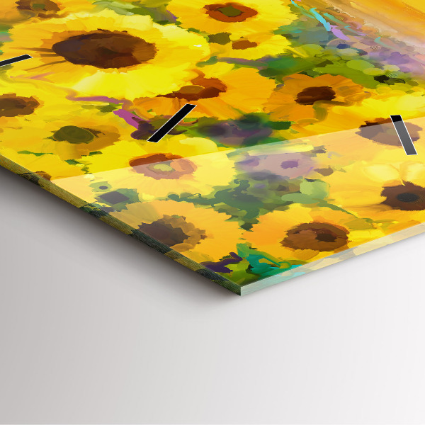 Horloge murale carrée Champ de tournesols