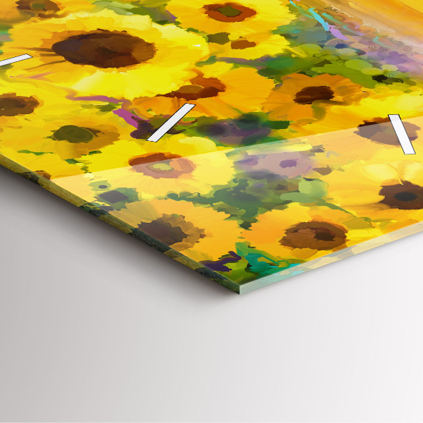 Horloge murale carrée Champ de tournesols