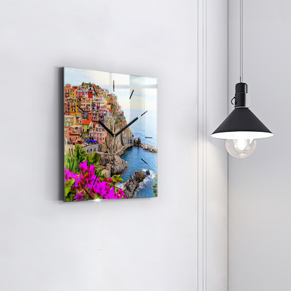 Horloge murale carrée Côte des Cinque Terre