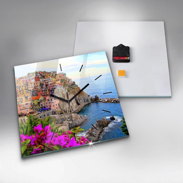 Horloge murale carrée Côte des Cinque Terre
