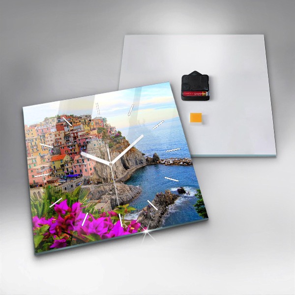 Horloge murale carrée Côte des Cinque Terre