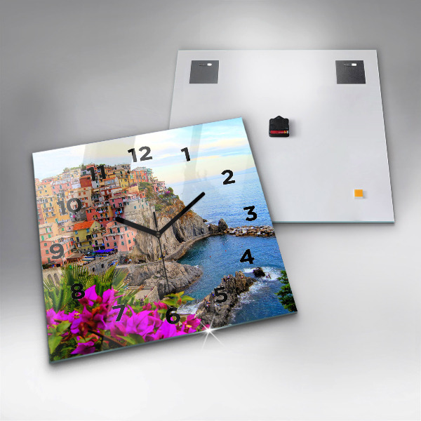 Horloge murale carrée Côte des Cinque Terre