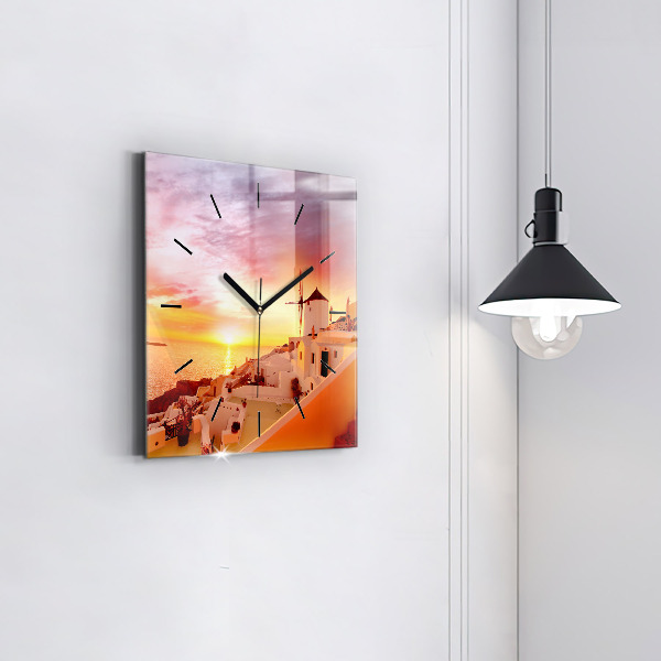 Horloge murale carrée Vieux moulin à vent à Santorin