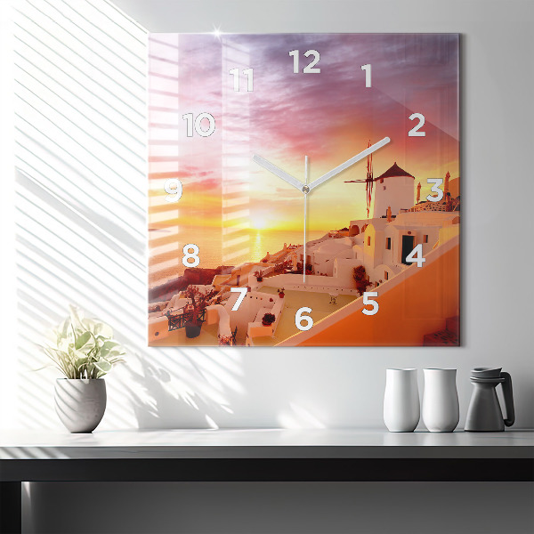 Horloge murale carrée Vieux moulin à vent à Santorin