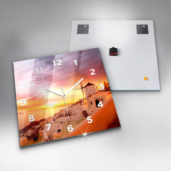 Horloge murale carrée Vieux moulin à vent à Santorin