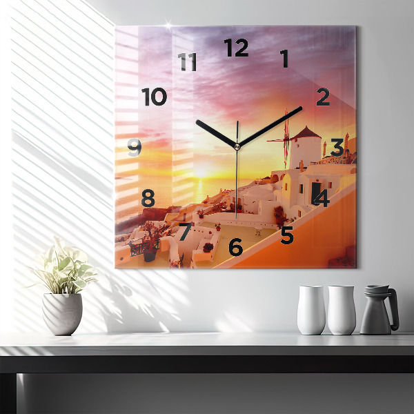 Horloge murale carrée Vieux moulin à vent à Santorin