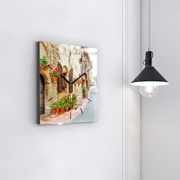 Horloge murale carrée Une rue pittoresque