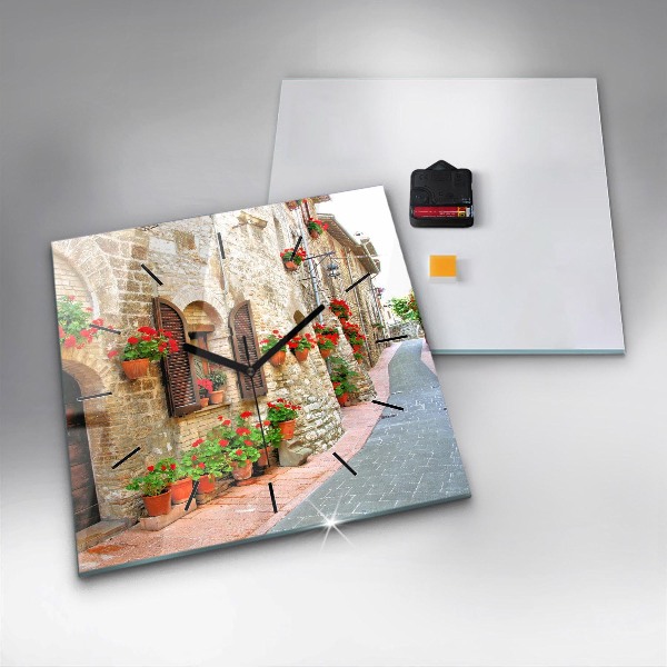 Horloge murale carrée Une rue pittoresque