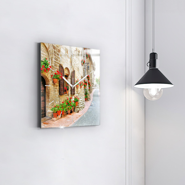 Horloge murale carrée Une rue pittoresque