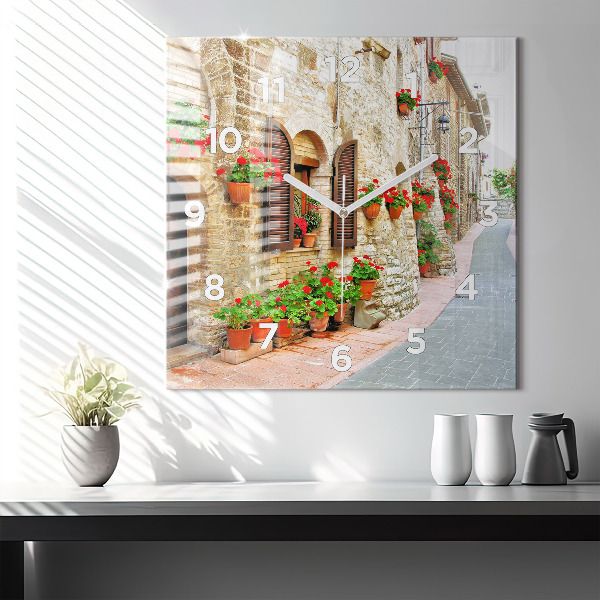 Horloge murale carrée Une rue pittoresque
