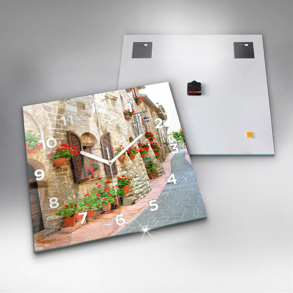 Horloge murale carrée Une rue pittoresque