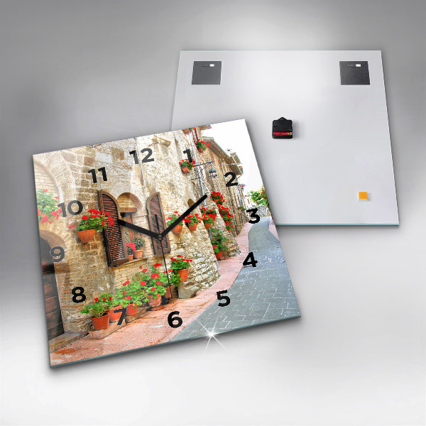 Horloge murale carrée Une rue pittoresque