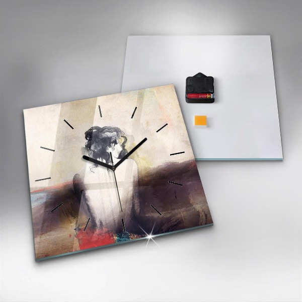 Horloge murale carrée 'Portrait abstrait d''une femme'