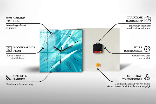 Horloge carrée en verre Abstraction moderne
