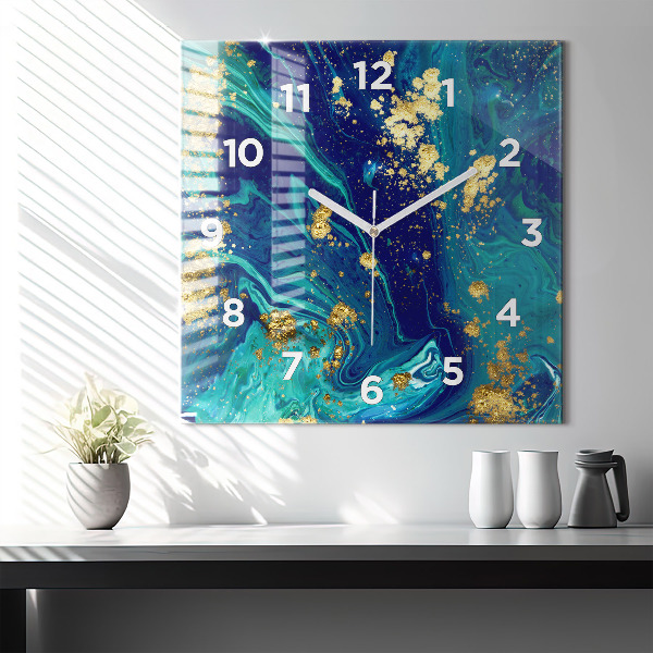 Horloge carrée en verre Abstraction moderne