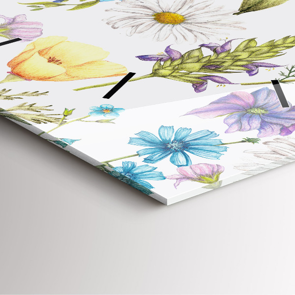 Horloge carrée en verre Composition florale