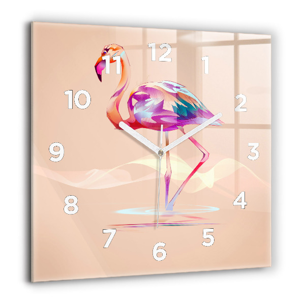 Horloge carrée en verre Illustration de flamant rose