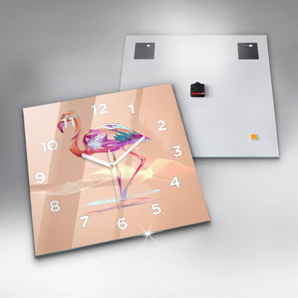 Horloge carrée en verre Illustration de flamant rose