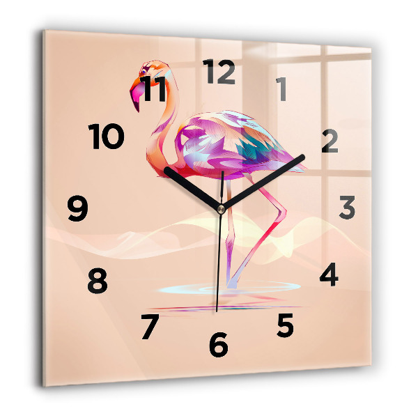 Horloge carrée en verre Illustration de flamant rose