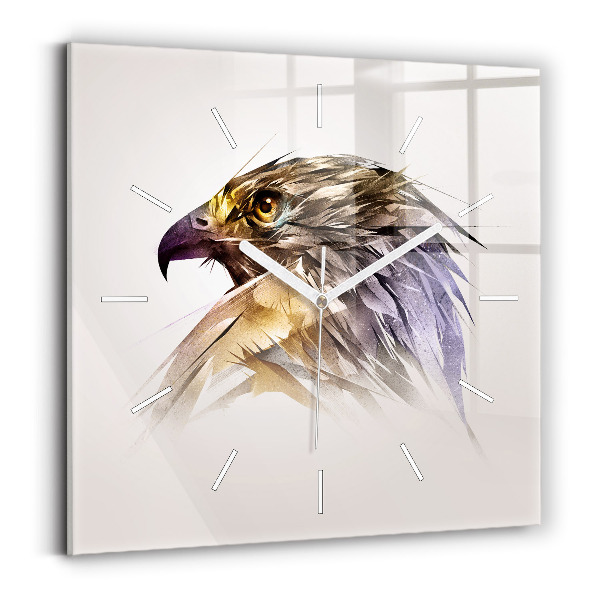 Horloge carrée en verre Oiseau de prédation