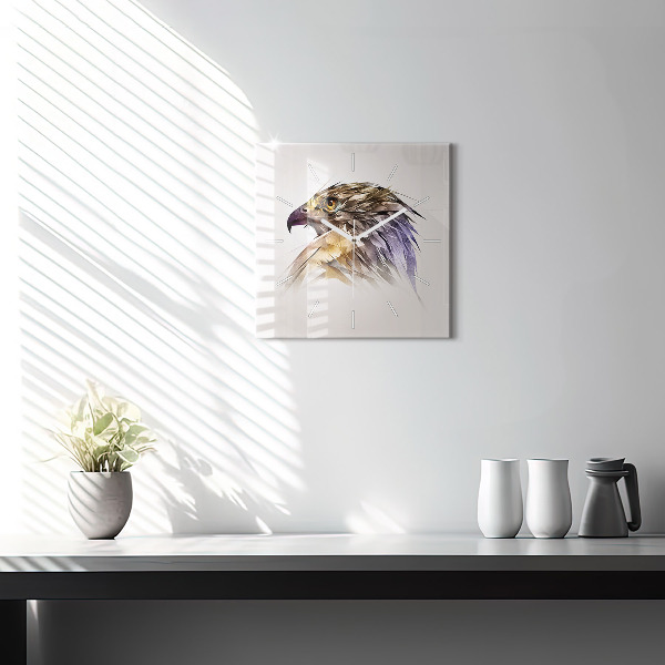 Horloge carrée en verre Oiseau de prédation