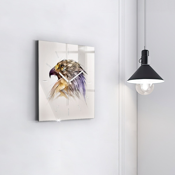 Horloge carrée en verre Oiseau de prédation