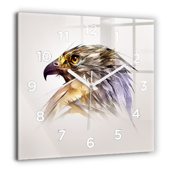 Horloge carrée en verre Oiseau de prédation