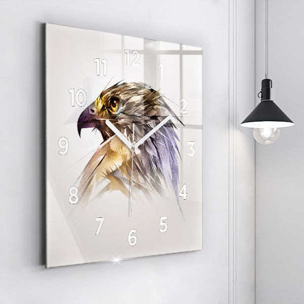 Horloge carrée en verre Oiseau de prédation