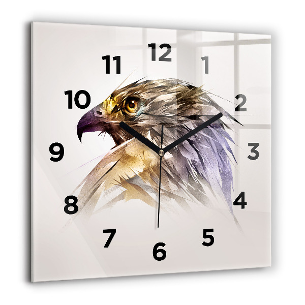 Horloge carrée en verre Oiseau de prédation