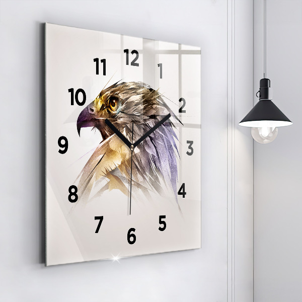 Horloge carrée en verre Oiseau de prédation