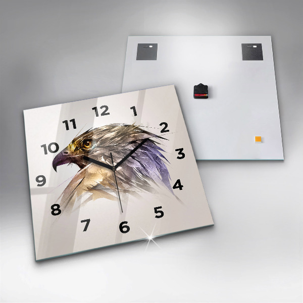 Horloge carrée en verre Oiseau de prédation