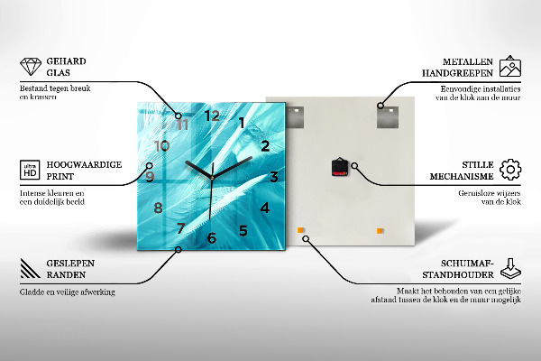 Horloge carrée en verre Oiseau de prédation